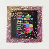 Happy Birthday-feestdag glitter Wandkleed (Voorkant (horizontaal))