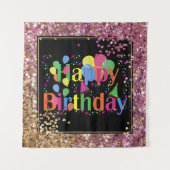 Happy Birthday-feestdag glitter Wandkleed (Voorkant)
