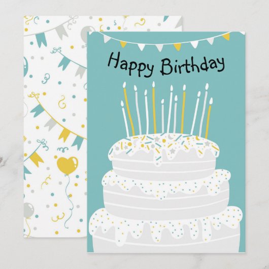 Happy Birthday Feestdagenkaart (Voorkant / Achterkant)