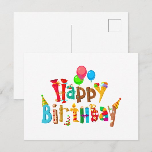 Happy Birthday Feestdagenkaart (Voorkant / Achterkant)