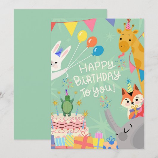 Happy Birthday Feestdagenkaart (Voorkant / Achterkant)