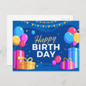 Happy Birthday Feestdagenkaart (Voorkant / Achterkant)