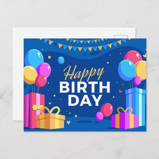 Happy Birthday Feestdagenkaart (Voorkant / Achterkant)