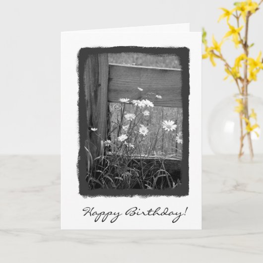 Happy Birthday Fence Kaart (Gele Bloem)
