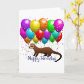 Happy Birthday Ferret Kaart (Gele Bloem)