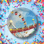 Happy Birthday Ferris Wheel Roller Onderzetter Fot Papieren Bordje<br><div class="desc">Herstel de jeugdherinneringen aan zachte borsten, vrolijke geschreeuw en vogelachtige uitzichten. Herinner het plezier terwijl het vieren van verjaardagen gebruikend dit oranje, turquoise, & blauwe wiel van de ferris en het onderzetter van de roller fotografie bord. U kunt dit papieren bord eenvoudig personaliseren en ik bied ook een aanpassing aan...</div>