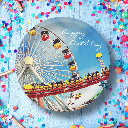 Happy Birthday Ferris Wheel Roller Onderzetter Fot Papieren Bordje