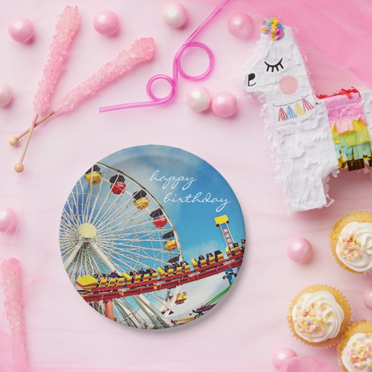 Happy Birthday Ferris Wheel Roller Onderzetter Fot Papieren Bordje (Feest)