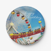 Happy Birthday Ferris Wheel Roller Onderzetter Fot Papieren Bordje (Voorkant)