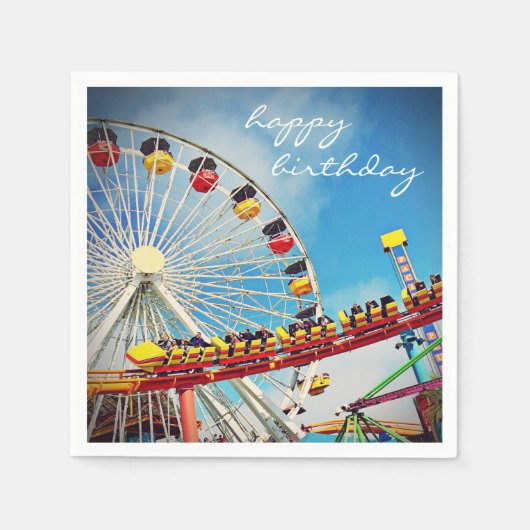 Happy Birthday Ferris Wheel Roller Onderzetter Pap Servet (Voorkant)
