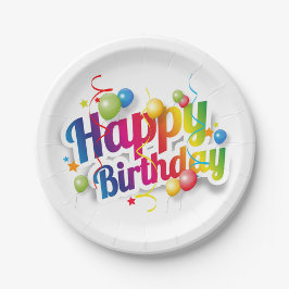 Happy Birthday Festive Paper Plate Papieren Bordje