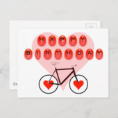 Happy Birthday Fietsen en harten Briefkaart (Voorkant / Achterkant)
