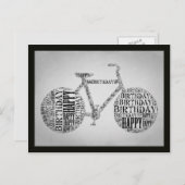 Happy Birthday Fietstypografie Briefkaart (Voorkant / Achterkant)