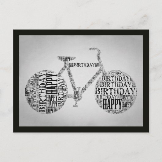 Happy Birthday Fietstypografie Briefkaart (Voorkant)