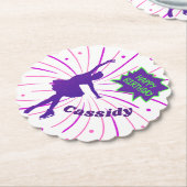 Happy Birthday Figuur die Gepersonaliseerd Skating Kartonnen Onderzetters (Gekanteld)