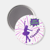 Happy Birthday Figuur die Gepersonaliseerd Skating Magneet (Voorkant / Achterkant)