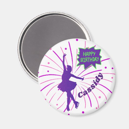 Happy Birthday Figuur die Gepersonaliseerd Skating Magneet (Voorkant / Achterkant)