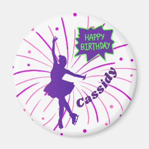 Happy Birthday Figuur die Gepersonaliseerd Skating Magneet