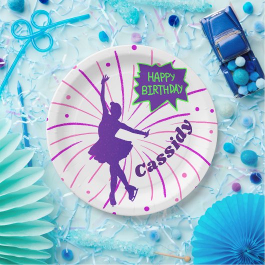 Happy Birthday Figuur die Gepersonaliseerd Skating Papieren Bordje (Feest)