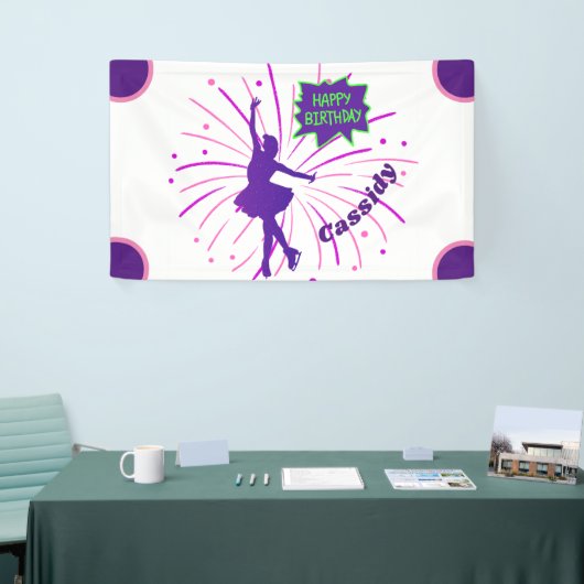 Happy Birthday Figuur die Gepersonaliseerd Skating Spandoek (Beurs)