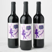 Happy Birthday Figuur die Gepersonaliseerd Skating Wijn Etiket (Flessen)