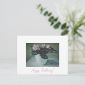 Happy Birthday fijne  roze bloemen Kaart (Staand voorkant)