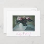 Happy Birthday fijne  roze bloemen Kaart (Voorkant / Achterkant)