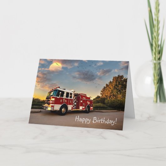 Happy Birthday Fire Engine Bedankkaart (Voorkant)