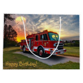 Happy Birthday Fire Engine Groot Cadeauzakje (Achterkant)
