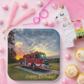 Happy Birthday Fire Engine Papieren Bordje (Feest)