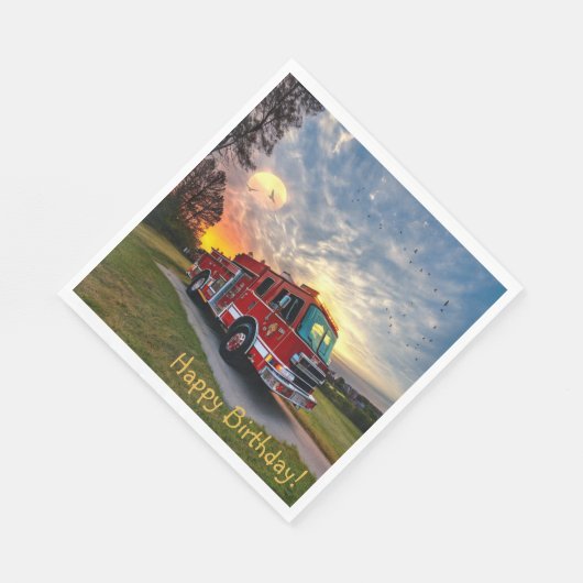 Happy Birthday Fire Engine Servet (Hoek)