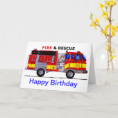 Happy Birthday Fire Truck Kaart (Gele Bloem)