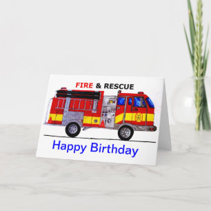 Happy Birthday Fire Truck Kaart
