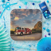 Happy Birthday Fire Truck Papieren Bordje (Feest)