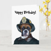 Happy Birthday Fireman Boxer wenskaart Kaart (Gele Bloem)