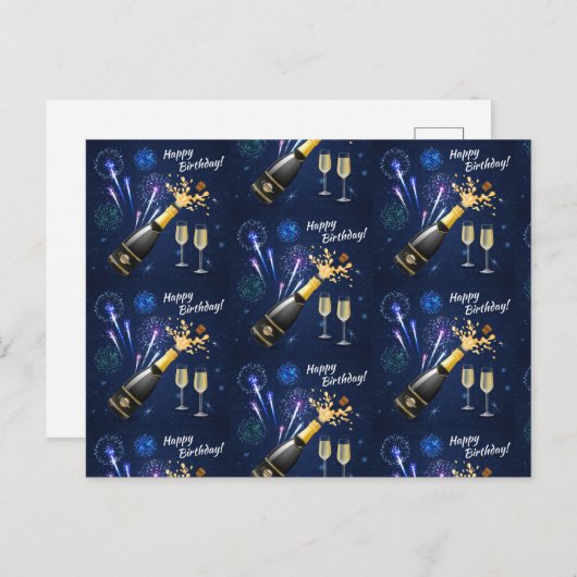 Happy Birthday Fireworks Briefkaart (Voorkant / Achterkant)