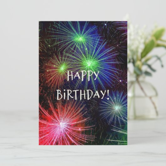 Happy Birthday, Fireworks Celebration Kaart (Staand voorkant)