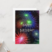 Happy Birthday, Fireworks Celebration Kaart (Voorkant / Achterkant in situ)