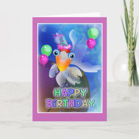 Happy Birthday Fish stijl 002 Kaart (Voorkant)