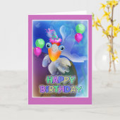 Happy Birthday Fish stijl 002 Kaart (Gele Bloem)