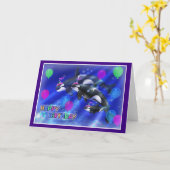 Happy Birthday Fish stijl 012 Kaart (Gele Bloem)