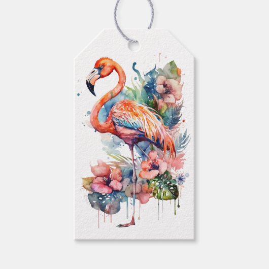 Happy Birthday Flamingo Cadeaulabel (Voorkant)