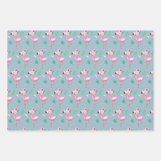 Happy Birthday Flamingo Wrapping Paper Sheets (Voorkant 3)