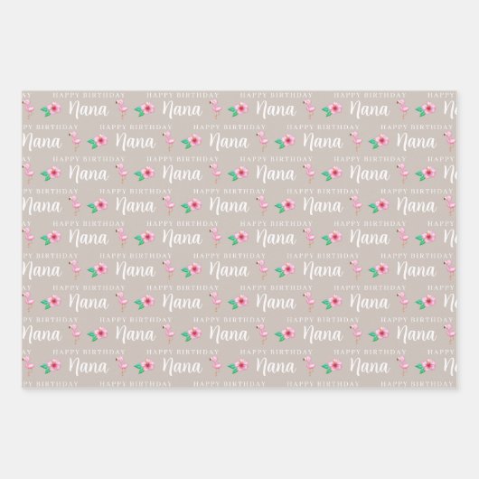 Happy Birthday Flamingo Wrapping Paper Sheets (Voorkant 2)