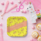 Happy Birthday Flamingos Persoonlijk Papieren Bordje (Feest)