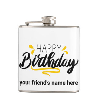 Happy Birthday Flask Custom Name Gift Heupfles