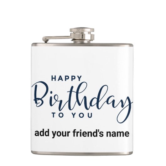 Happy Birthday Flask Custom Name Gift Heupfles (Voorkant)