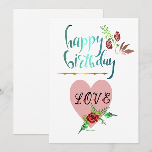 Happy Birthday Flat Card Feestdagenkaart (Voorkant / Achterkant)