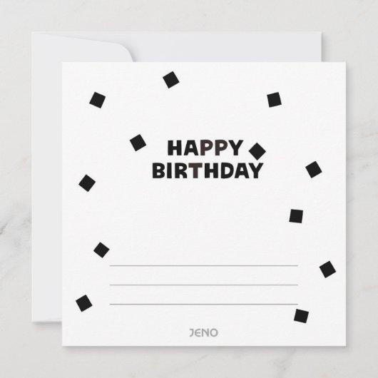 HAPPY BIRTHDAY Flat Note Card Bedankkaart (Achterkant)