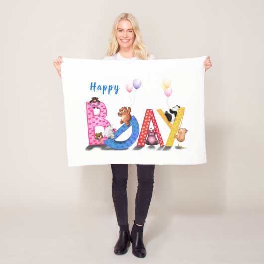 Happy Birthday Fleece Blanket Baby Beren Deken (In situ)